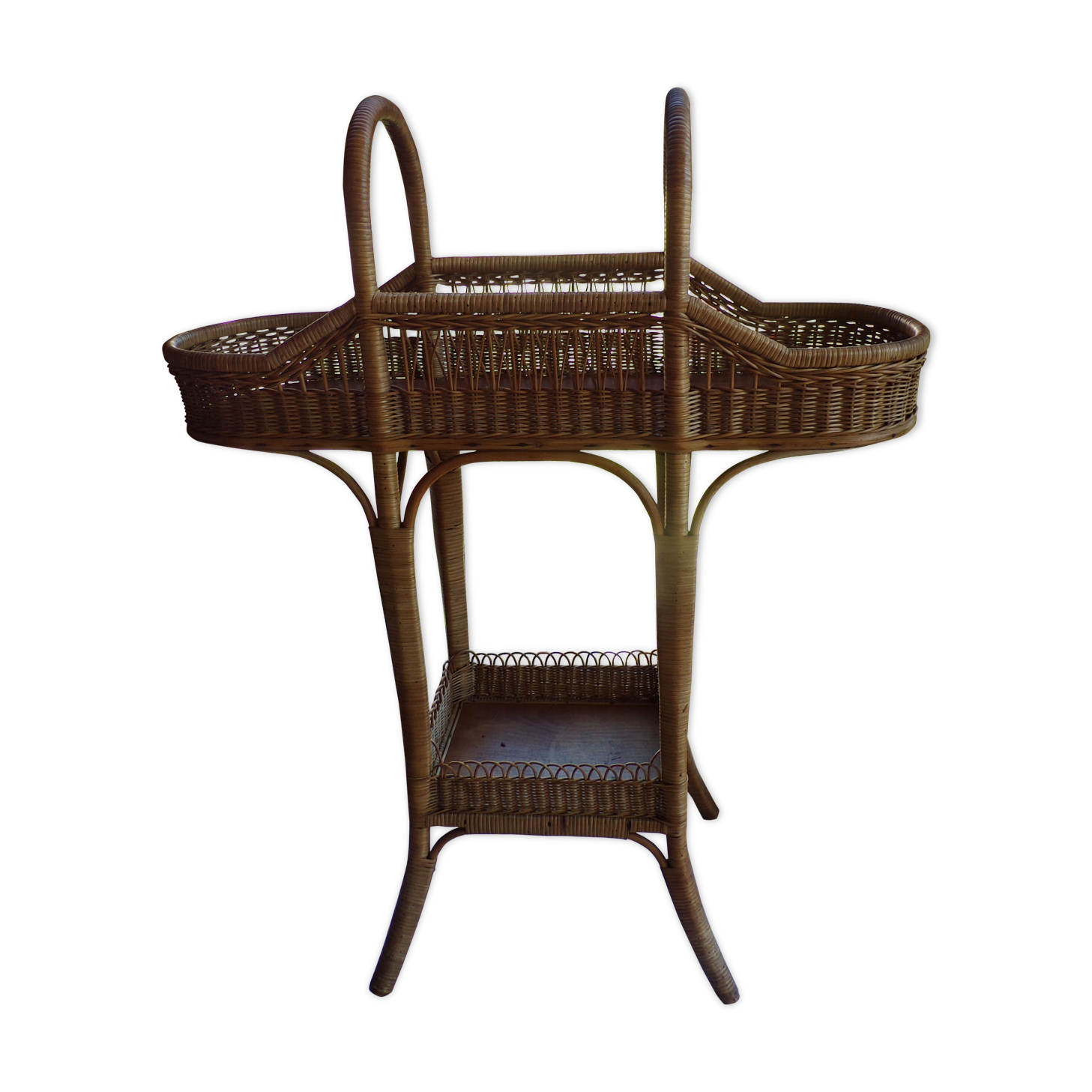 Porte plante d'interieur  osier  et rotin