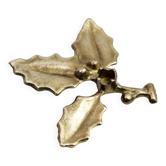 Vintage Holly Candle Holder, Brass