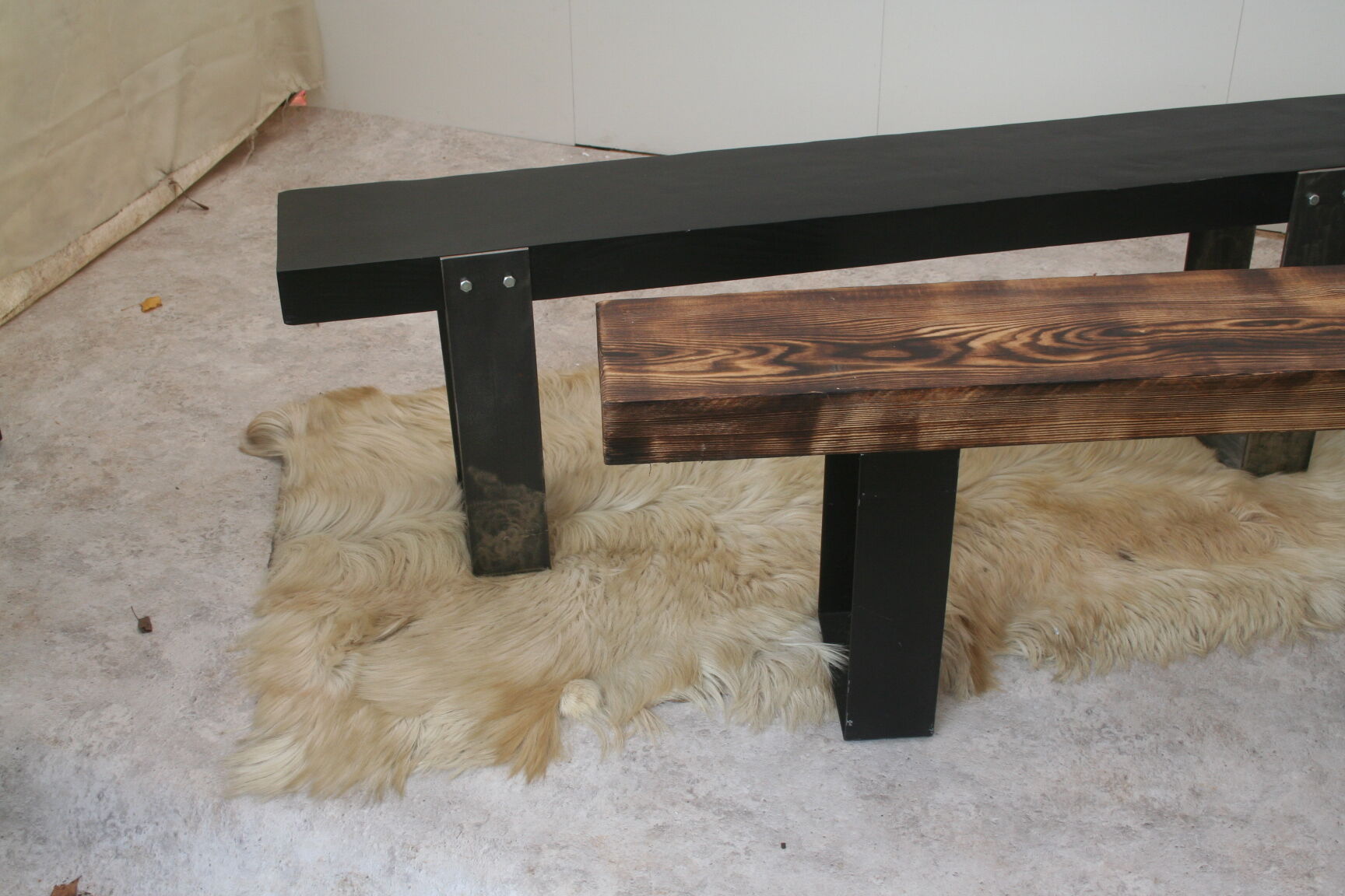 Wood and metal bench