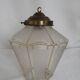 Suspended lantern in moulded glass and brass – 50's vintage light fixture