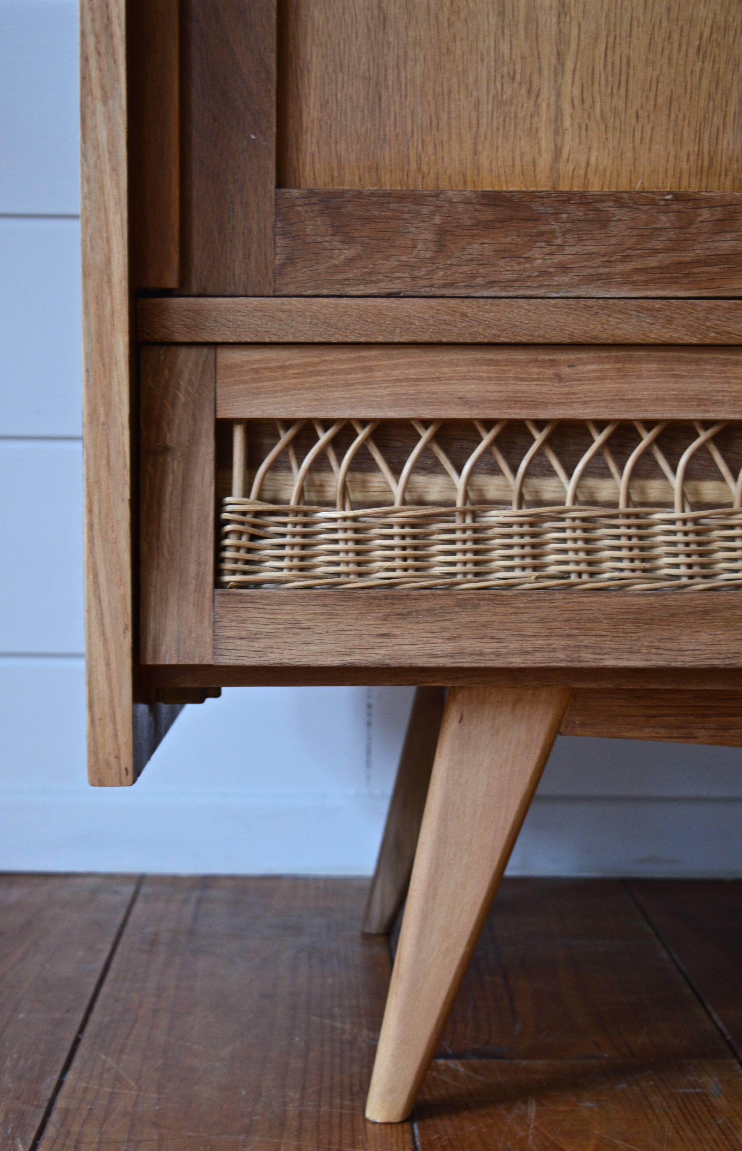 Wood and rattan wardrobe