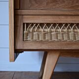 Wood and rattan wardrobe