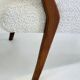 Italian mid-century lounge chair in cherry wood with white bouclé
