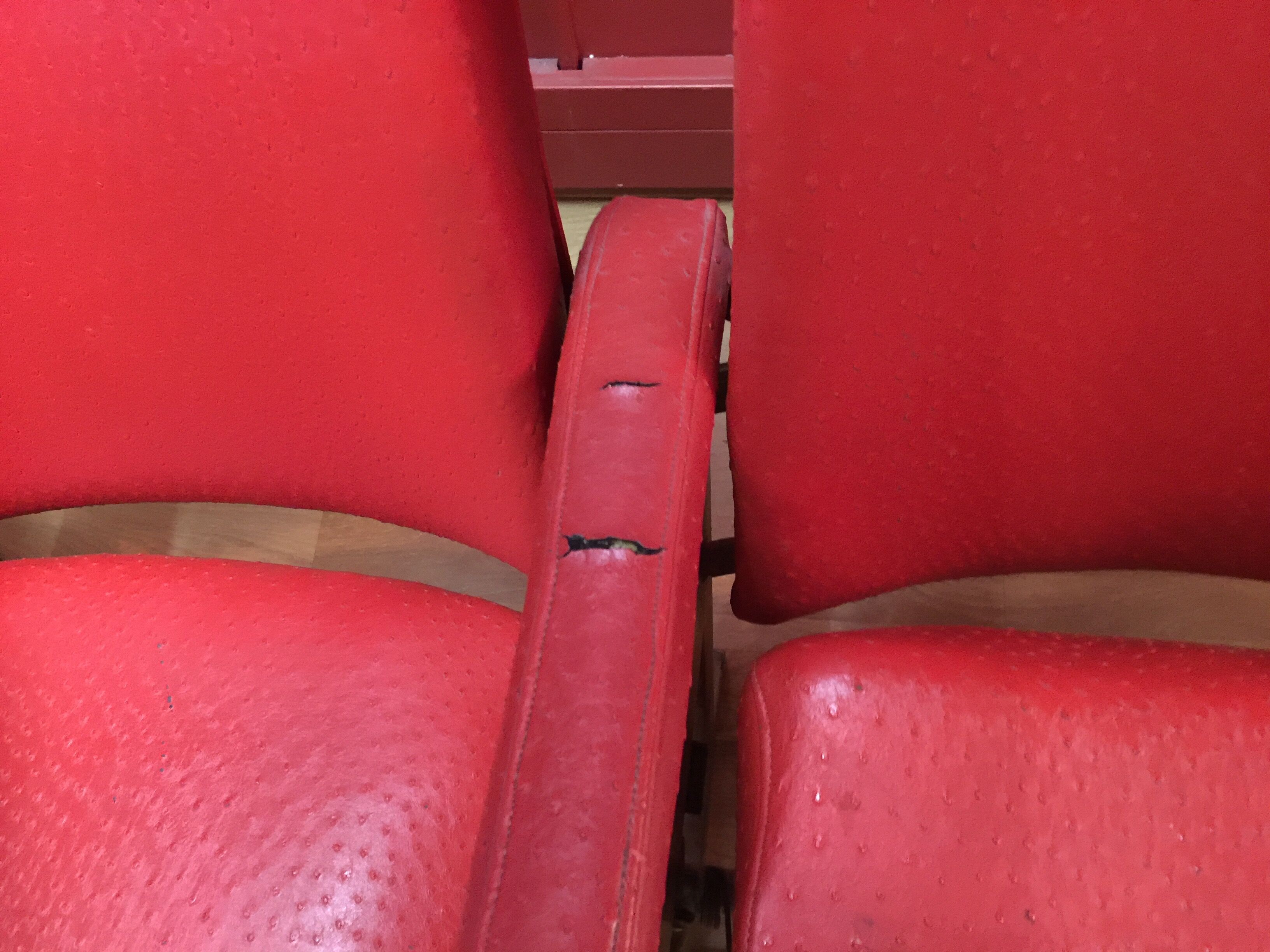 Chairs cinema years 50-60 imitation leather 3 Chair and a folding seat