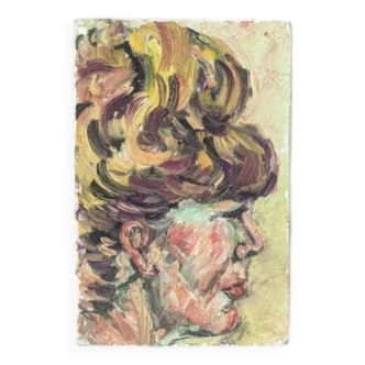 Tableau acrylique sur toile portrait féminin contemporain