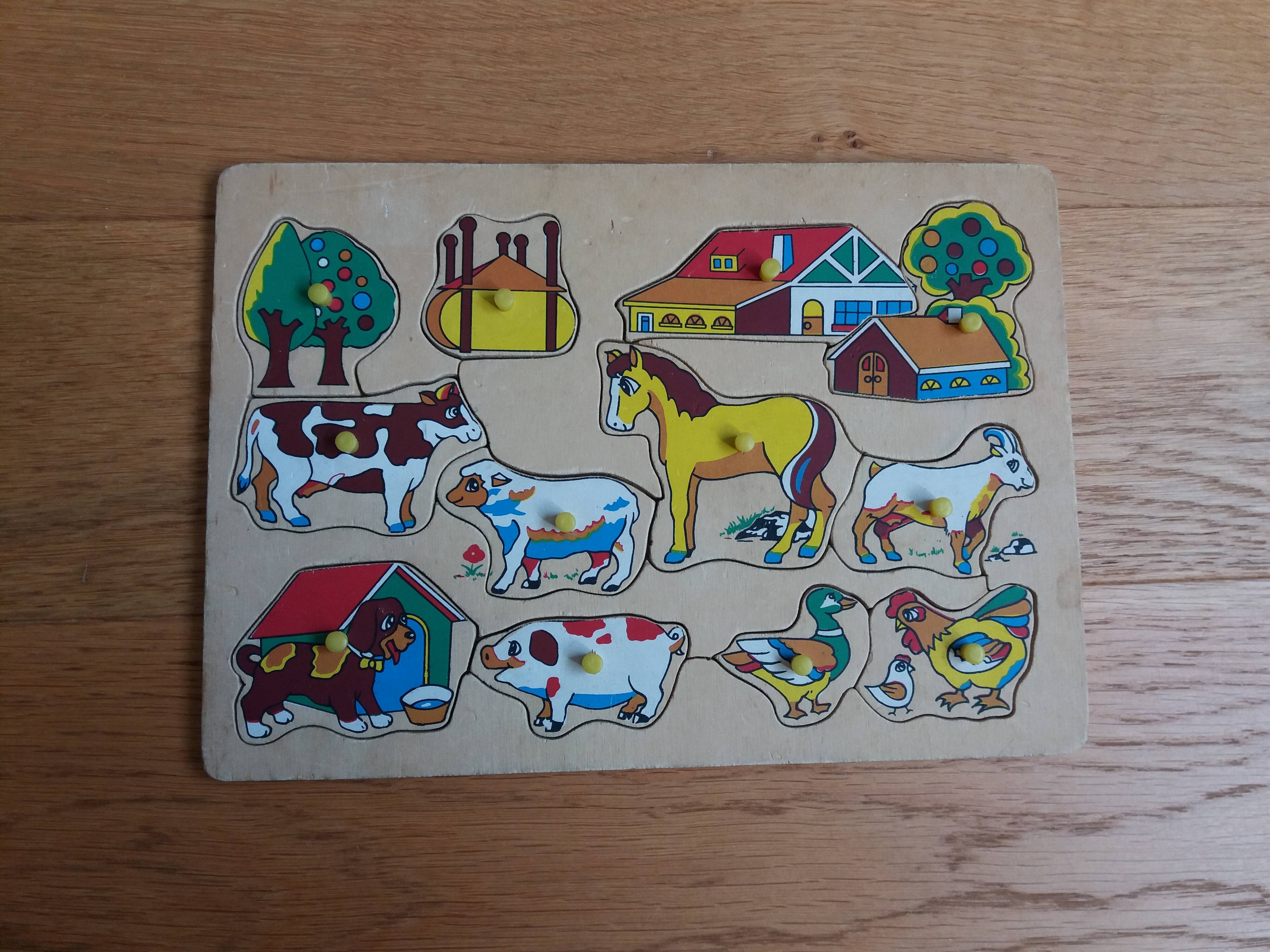 Wooden puzzle farm animals