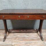 Superb english flat center desk napoleon iii style in mahogany circa 1880