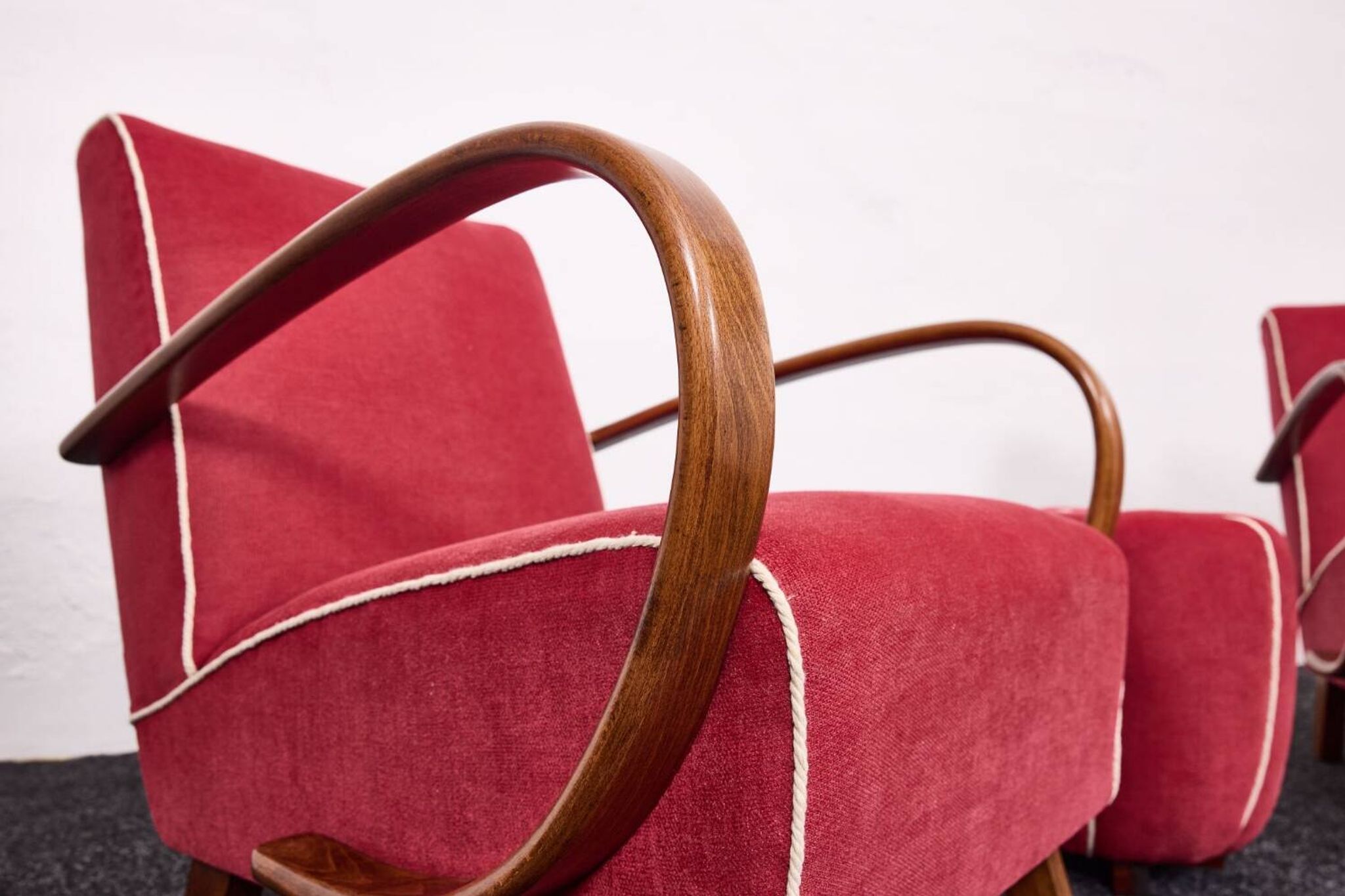 Fauteuils et tabourets Art Déco Jindřich Halabala H-530 années 1940, Up Závody