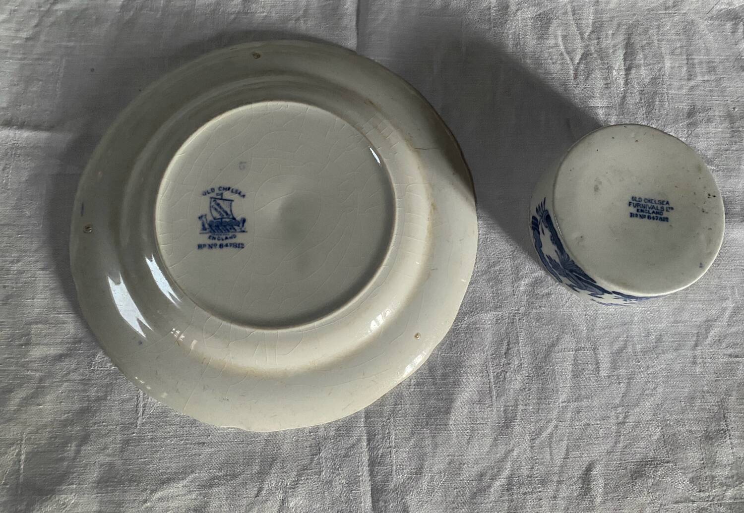 Butter dish and plate, Old Chelsea Furnivals