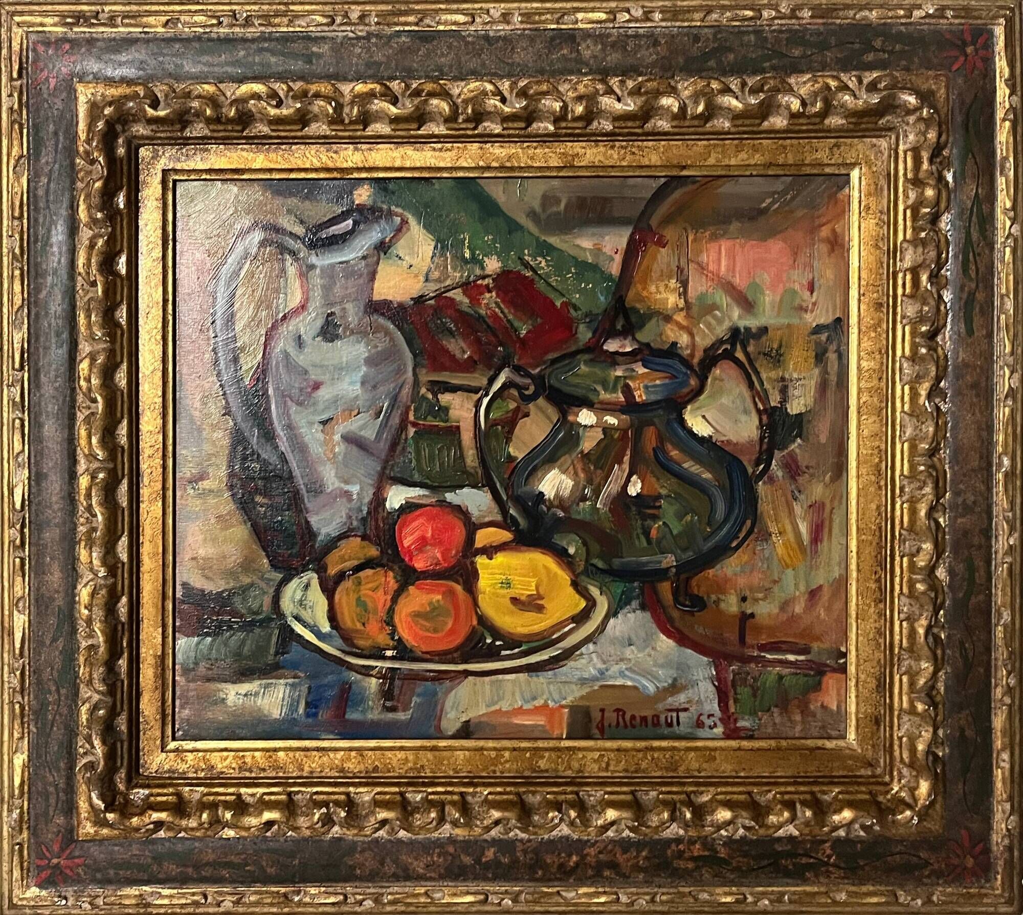 HST painting Jean RENAUT (1905-1979) "Still life with oranges and lemons" frame