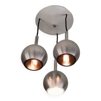Eyes ball pendant light 1970 vintage by erco in brushed aluminum