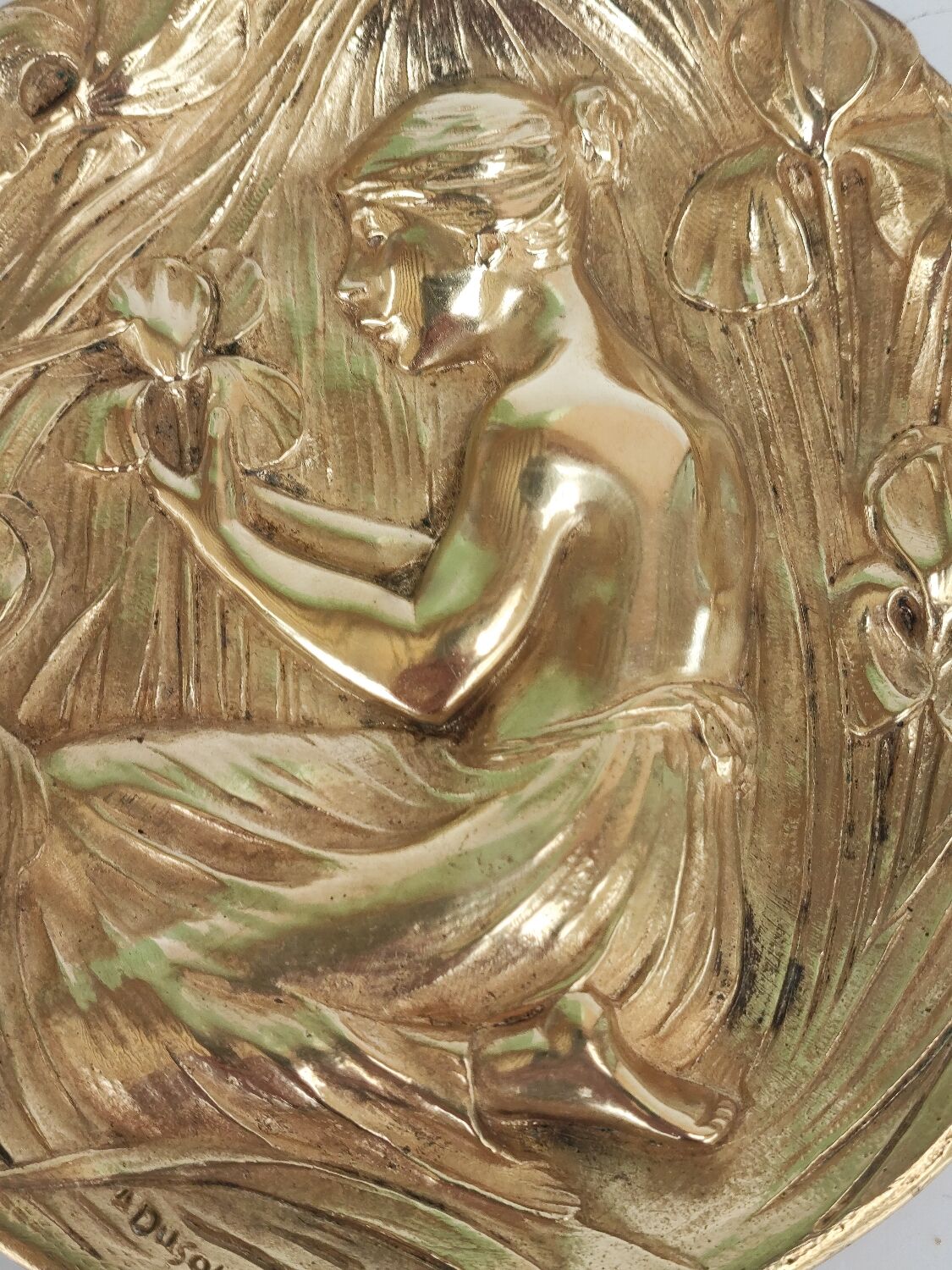 Art nouveau bronze vide-poches dish by Pierre Léon Dusouchet