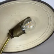 German green bauhaus table lamp in brass and metal by helo lights, germany, 1950s