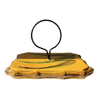 Vallauris vintage brown/yellow leaf cheese board