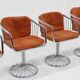 Set of 4 vintage chrome swivel dining room chairs 1970s