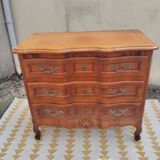 Small cherry crossbow chest of drawers, Regency/Louis XV style