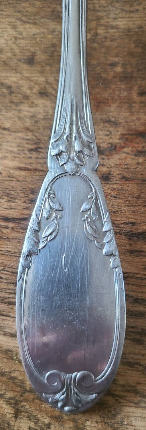 Set of 12 antique silver-plated metal soup spoons