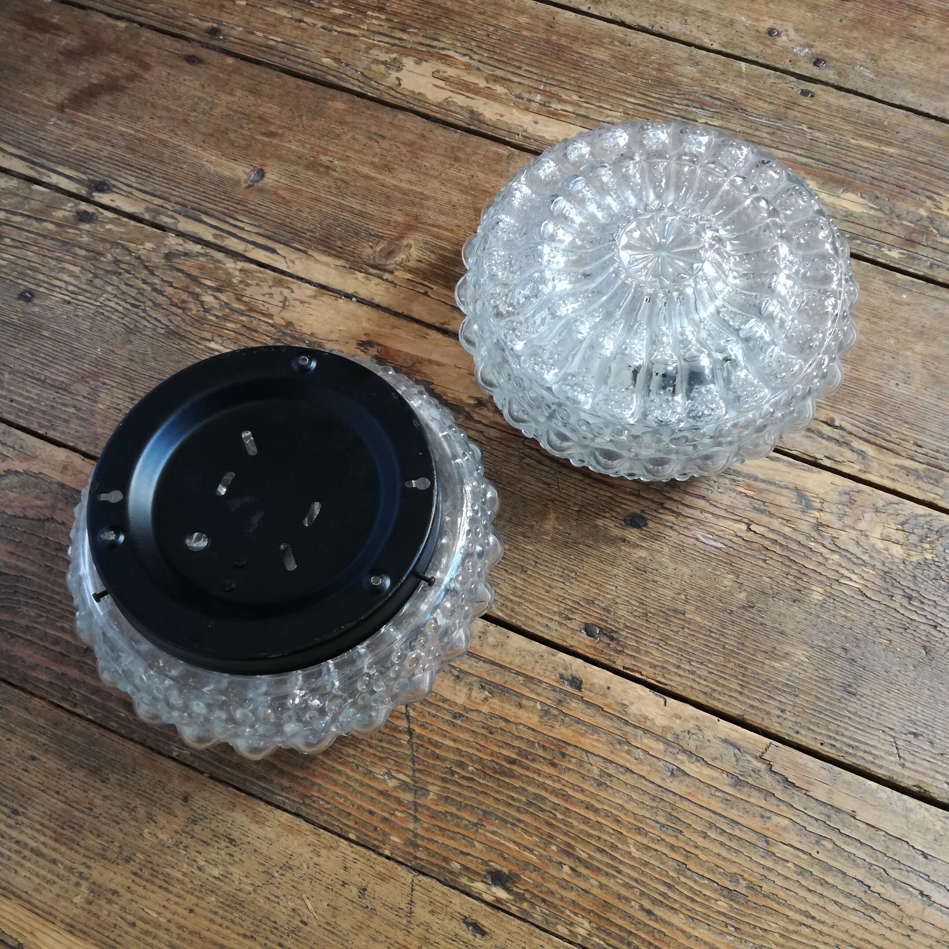 Round glass ceiling lights - $25