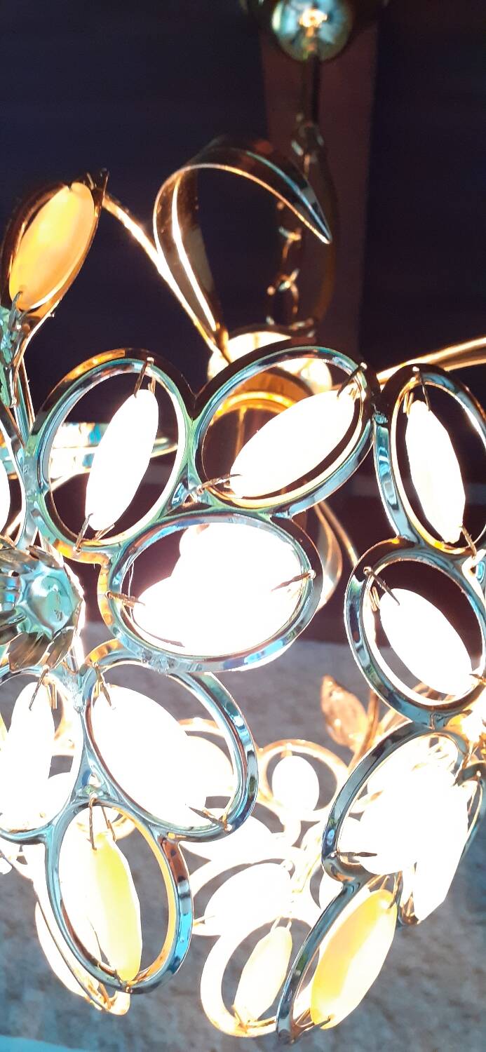 Gold metal pendant light and 90's glass pendants