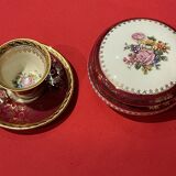 Cup and under cup with floral interior