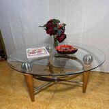 Table basse Rocket en bois et verre, 1970