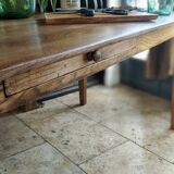 Solid oak farmhouse table with two-plank top