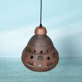 Suspended Japandi lamp in ceramic from the 60s/70s, vintage boho lamp.