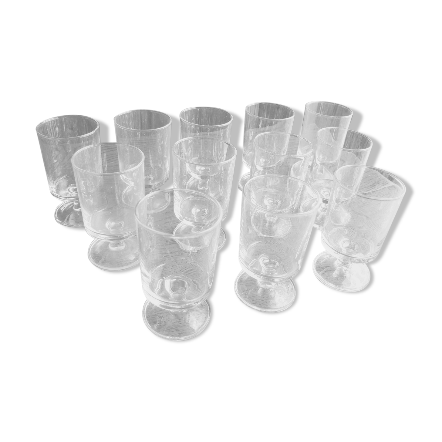 6 old luminarc transparent foot glasses