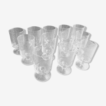 6 anciens verres à pied luminarc transparents