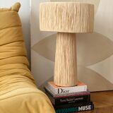 Minimalist raffia bedside table lamp