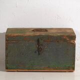 Ancien coffre militaire à patine verte (c.1910) #67