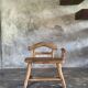 Small brutalist bench with backrest and armrests in Asian blonde teak H67 L6