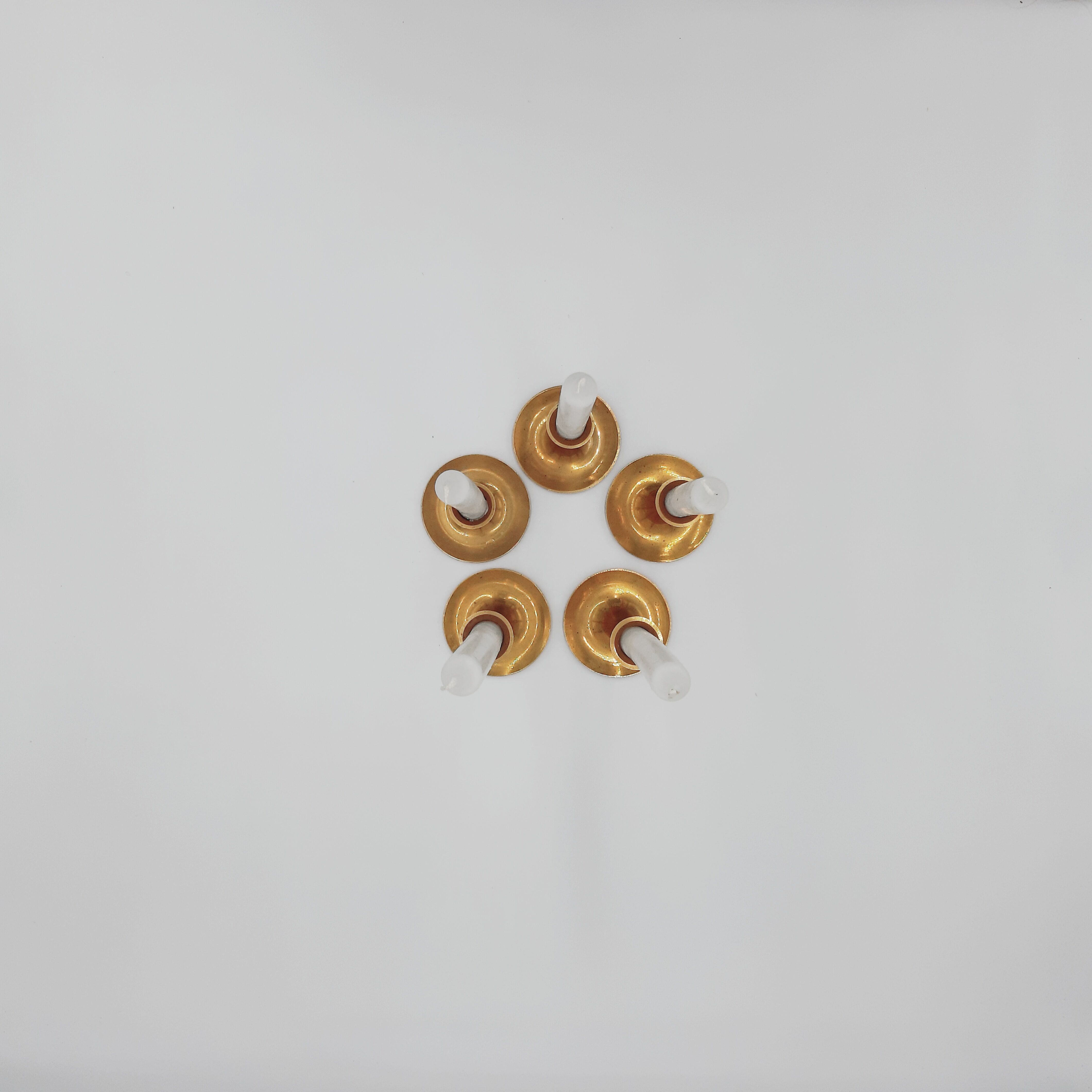 Series of 5 vintage brass chandeliers