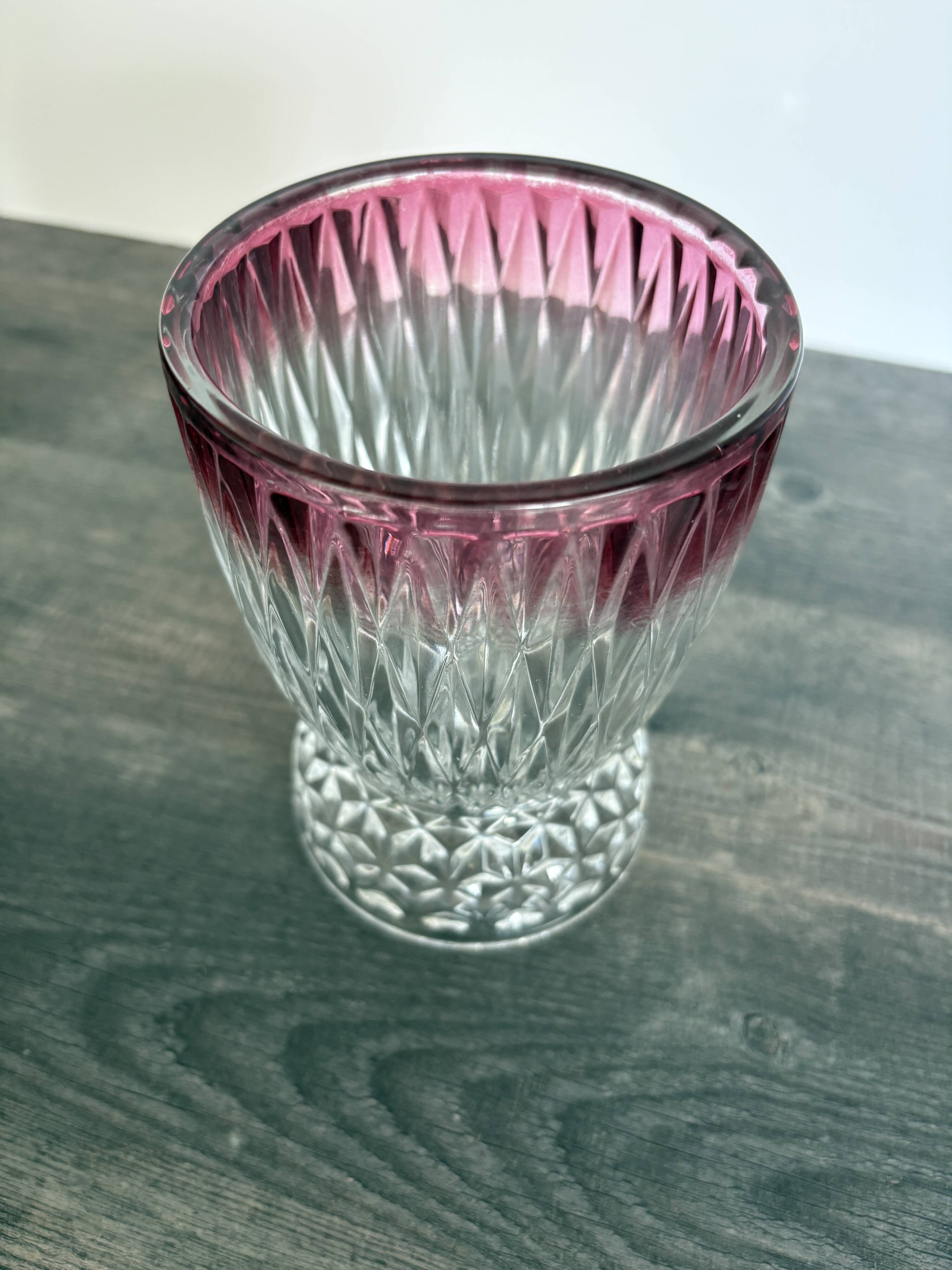 Art Deco vase in cut glass Ruby & Diamond
