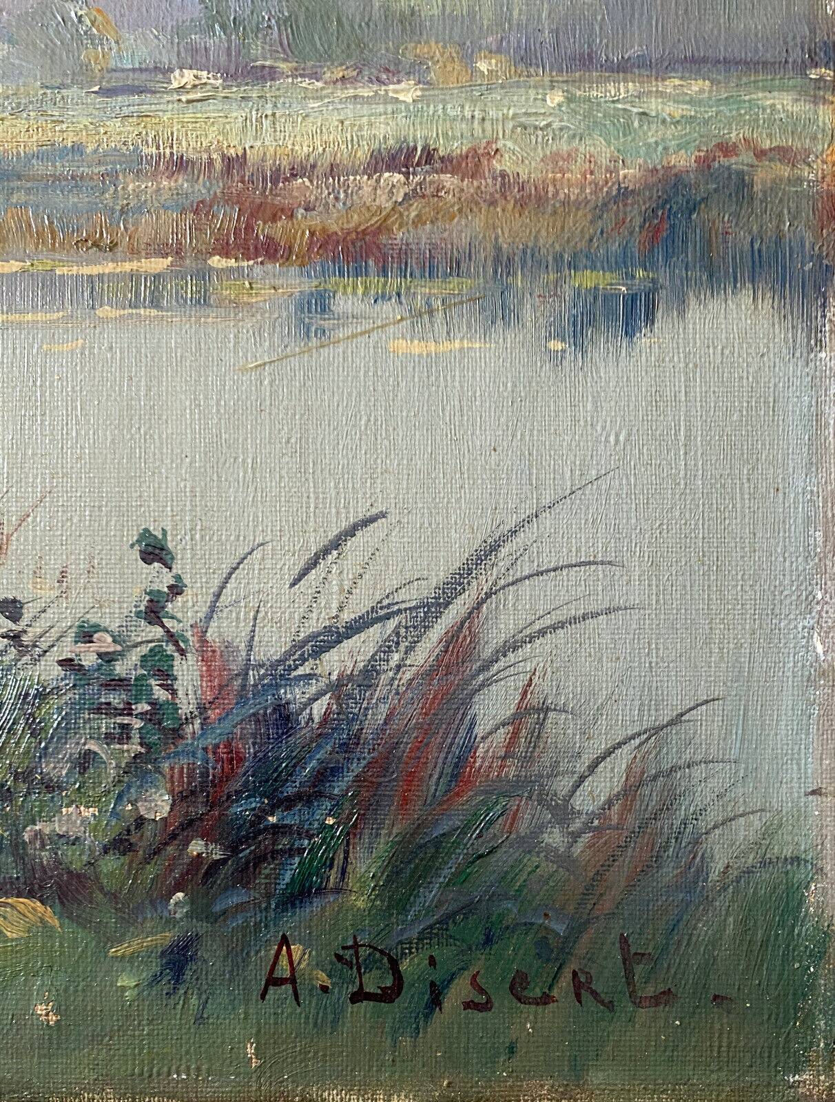 Hst painting "shepherd and sheep near the pond" signed a. disert impressionism