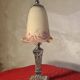 nickel lamp 1900 chiseled, glass paste eggshell and fuchsia 40x9 magnificent