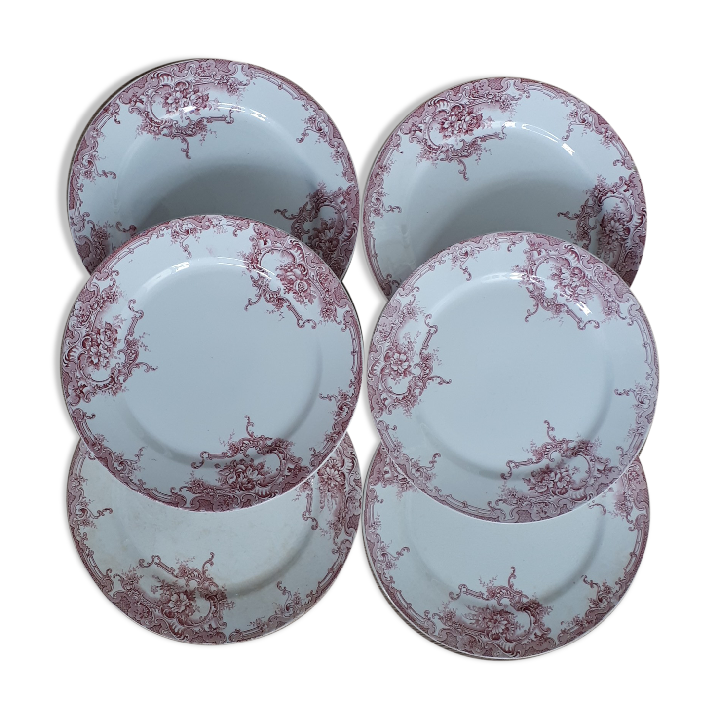 Set of 6 flat plates Red Dolphin 1920