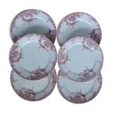 Set of 6 flat plates Red Dolphin 1920