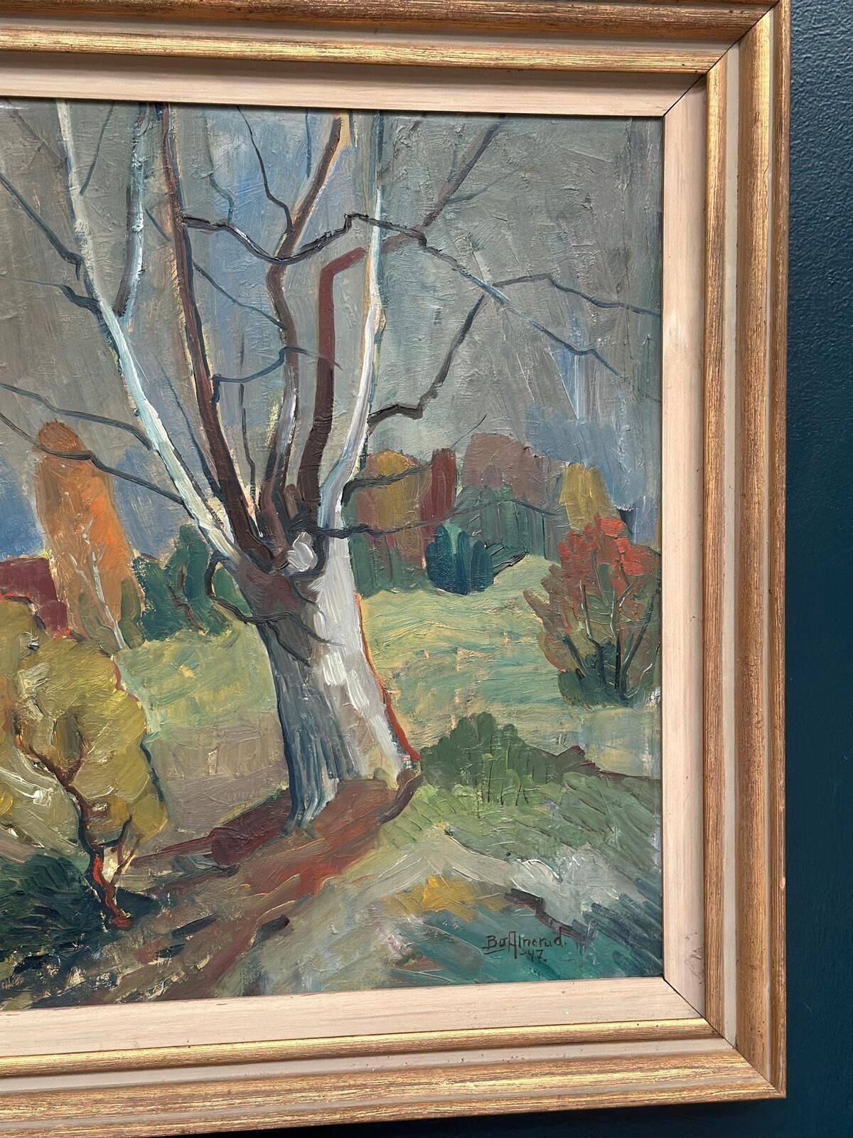 Original Swedish Oil on Panel – “Tree” by Bo Alnerud – Dated 1947 – Vintage
