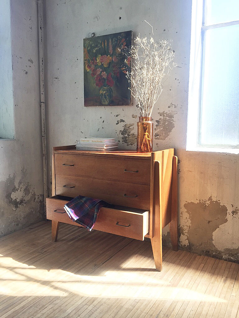 Vintage chest of drawers gilded oak
