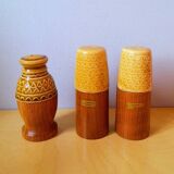 Condiment set, ceramic and wood, 1970