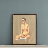 Female nude, old gouache painting