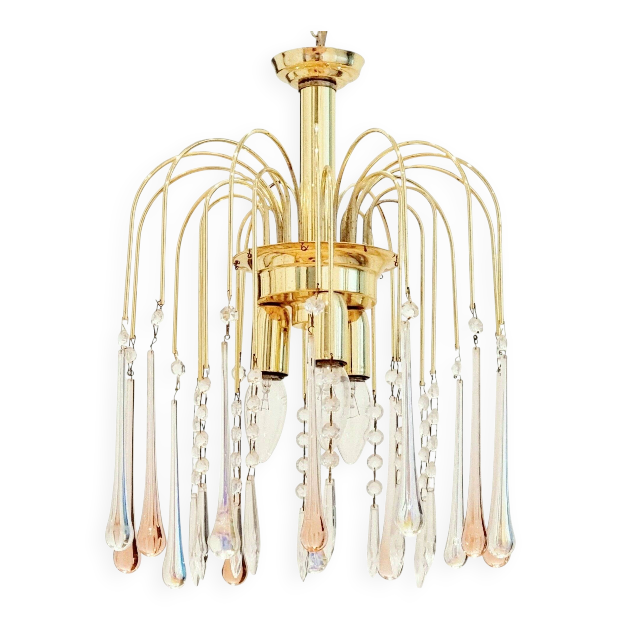 Murano Glass Teardrop Waterfall Chandelier, Italy, 1970s