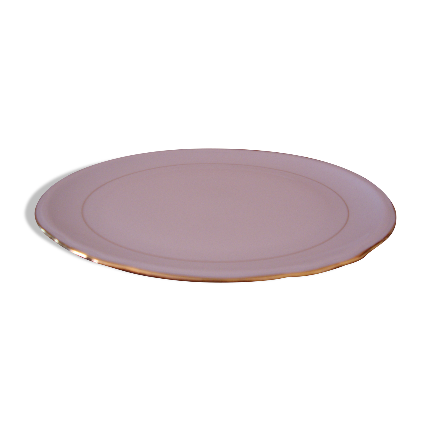 Fine white porcelain cake dish (creation A. Deshoulières)