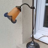 Swan neck lamp tulip shade glass paste vannes antique vintage