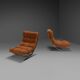 Impressive suede and chrome lounge chairs, France 1970s