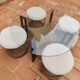 Vintage 1970s rope & rattan coffee table and 4 stools
