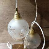 suspension chandelier double glass retro chic, vintage upcycled