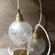 Suspension lustre double verrerie rétro chic, vintage upcyclé