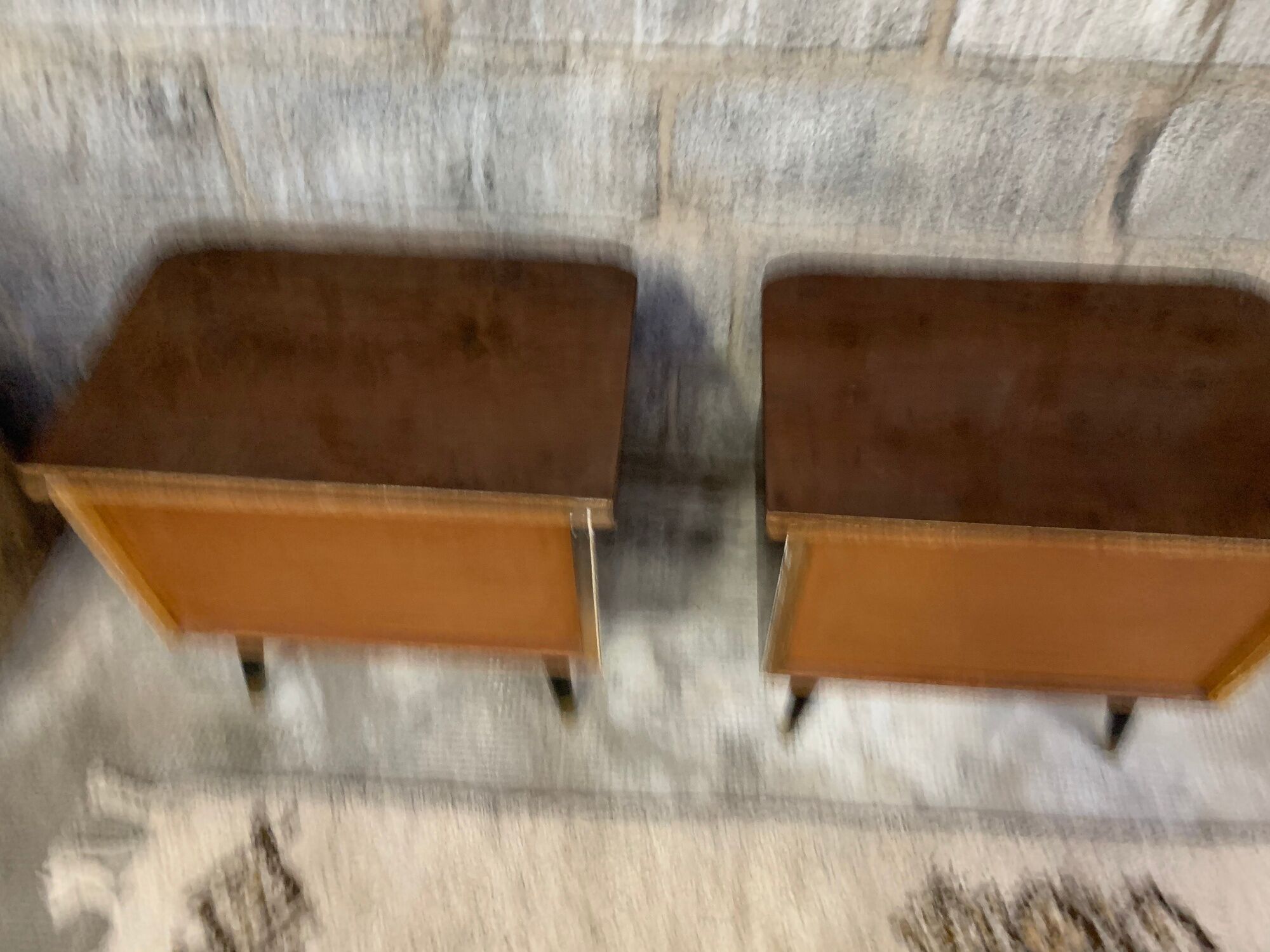 Pair of night tables feet compass bedside end of vintage sofa old 1950 1960 retro